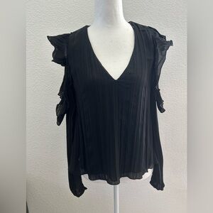 Zara Elegant Black Ruffle Sleeve Top Xs